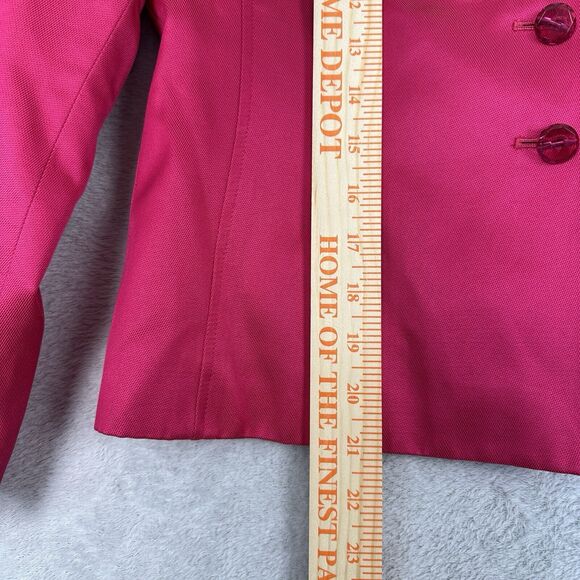 Vtg Talbots Silk Blend Blazer Women 4P Hot Pink Gem Button Career Old Money Chic - Picture 8 of 16